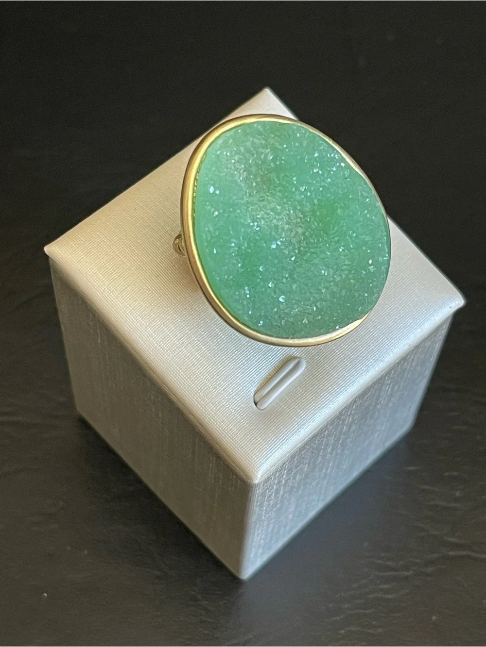 Seafoam Druzy stretch Statement Ring .